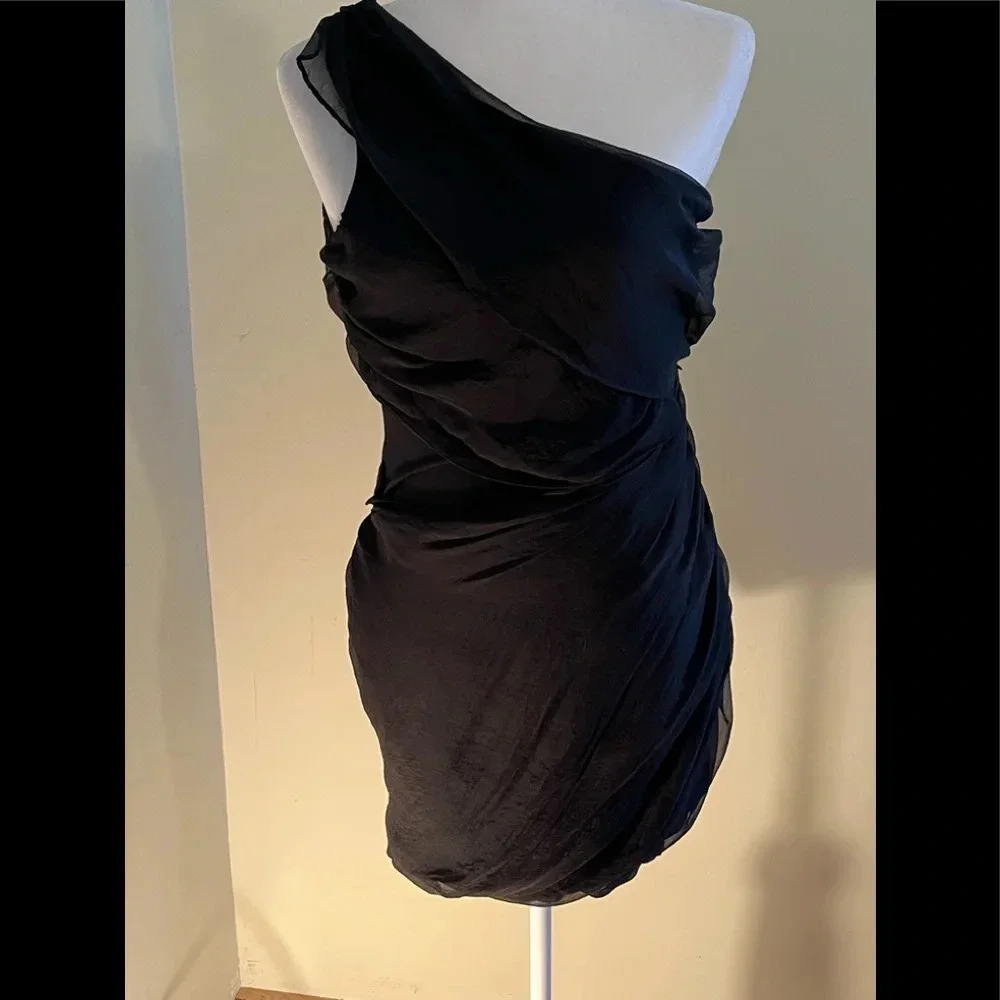 Draped ruched silk dress
